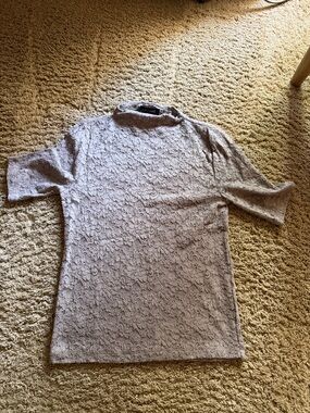 LOFT Lace Mock-Neck Top in Mauve Taupe